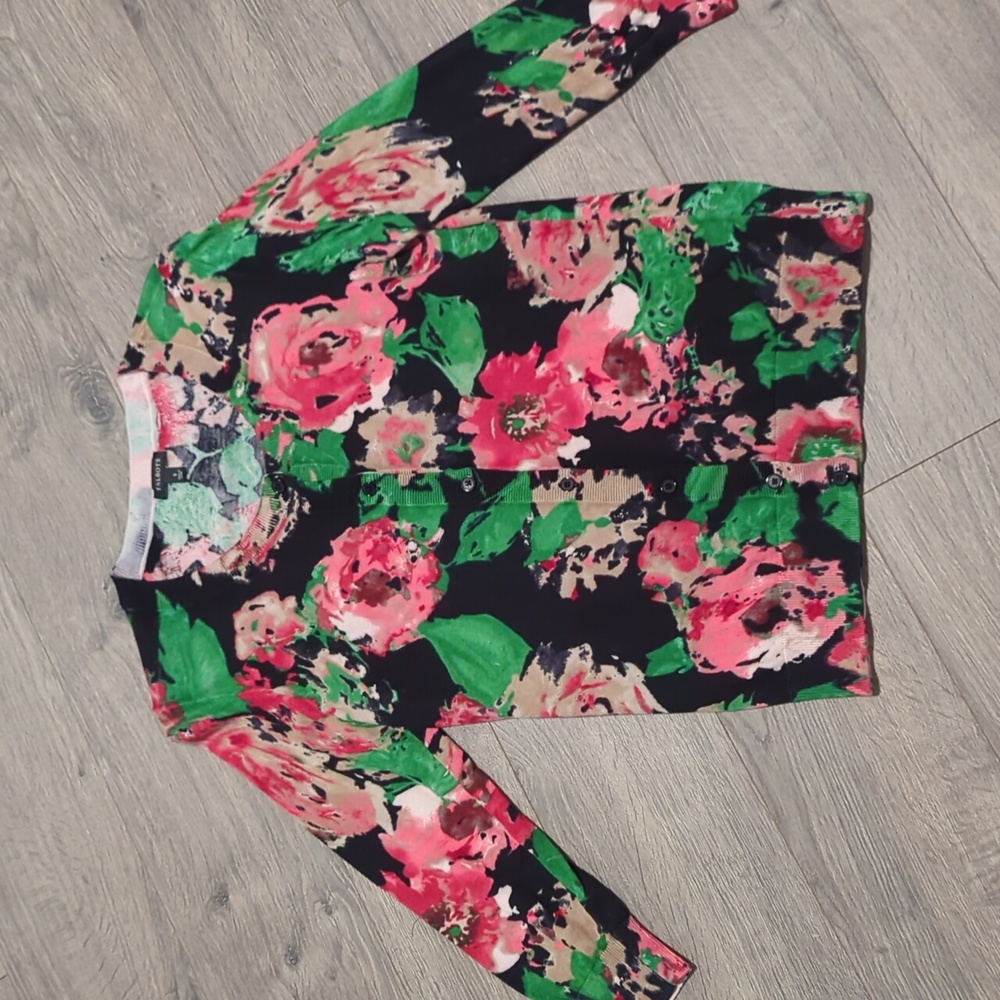 Talbots Floral Button Down Cardigan Sweater